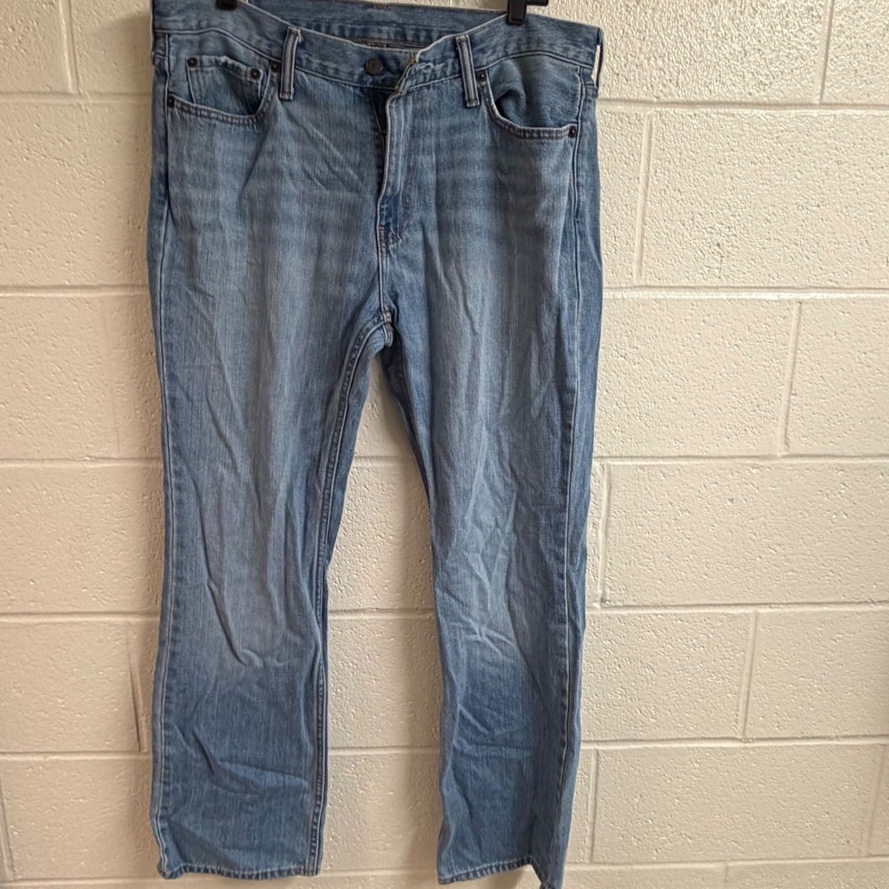 Abercrombie & Fitch Mens Boot Cut Whiskering Denim Jeans 34x32 Light Faded